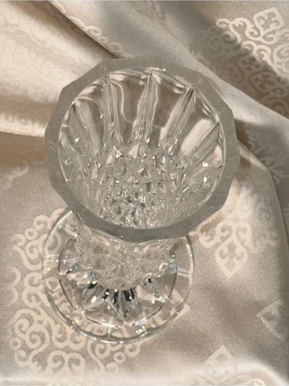 Vintage Heavy Lead Crystal Vase | Elegant 10” Cut Crystal Trumpet Vase